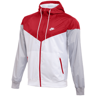 Red panel jacket · illustrative garment image